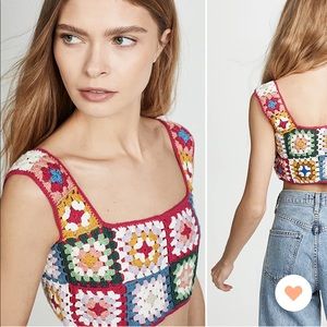 Farm Rio crochet crop top, multi color Sz Small